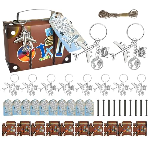 Koffer-Geschenkboxen – Reise-Partybehälter, Mini-Geschenkverpackung, Vintage-Gepäckhalter mit dekorativen Anhängern, kreatives Kartonetui-Design für Geburtstagsfeiern und Abenteuerveranstaltungen