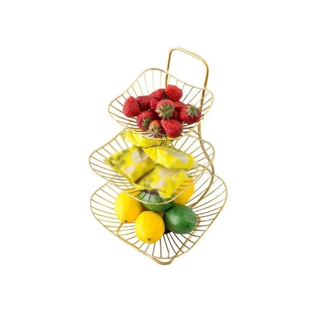 Fzl02068lm One Color Fruit Bowl 3 Tier Fruit Vegetables Basket Bowl Storage Rack Metal Snack Container Countertop Versatile