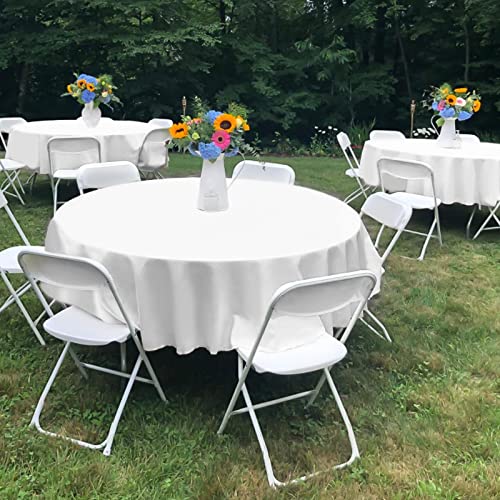 Pesonlook 4 Pack White Round Table Cloth,Round Tablecloth,Round Table Clothes 60 Inch,Table Linens Washable Polyester Fabric Table Cover For Weddings,Banquets,Or Restaurants(White) #TOP4
