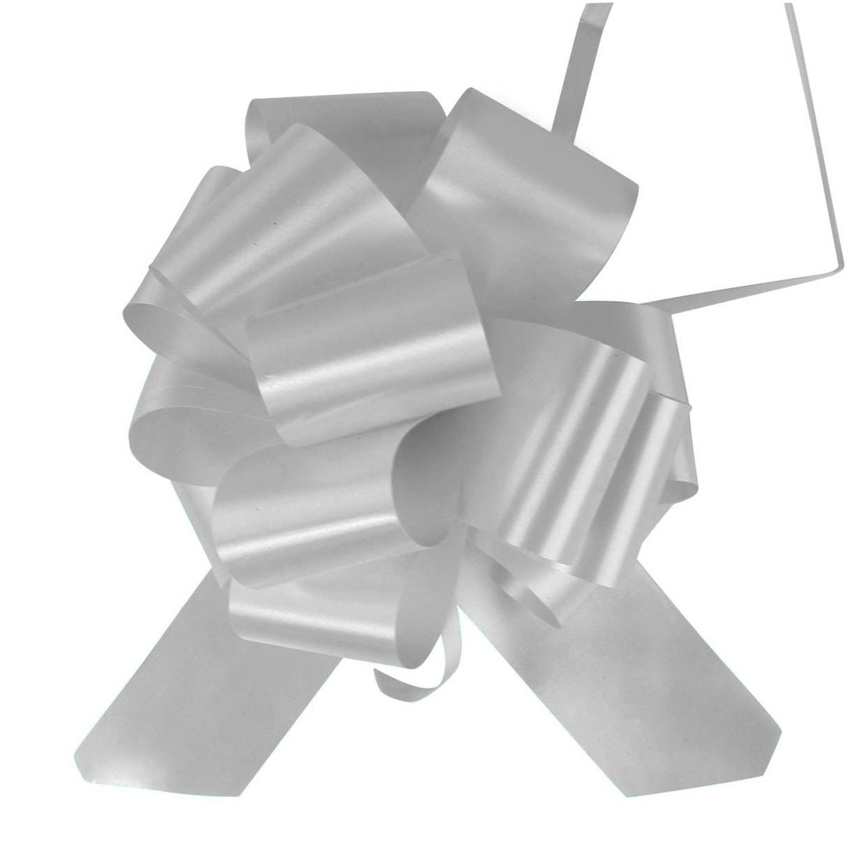 50mm PP Pull Bows and Ribbon! Florist PullBow Pew Poly PP Large Pompom[Silver,20 Bows]