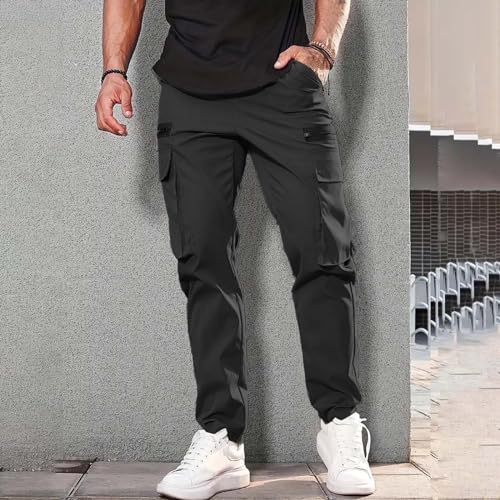 Mens Resort Wear 2025 Polyester Pants,Elastic Waist Drawstring Cargo Pants Lightweight Casual Summer Beach Trousers3