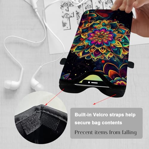 Image of Neoprene Cell Phone Sleeve Pouch Case Bag with Crossbody Strap Neck Lanyard for Women 7.1 X 3.9 in Floral