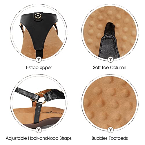 Athlefit Women's Comfortable Orthopedic Sandals Thong Dressy T-Strap Orthotic Casual Summer Arch Support Sandals4