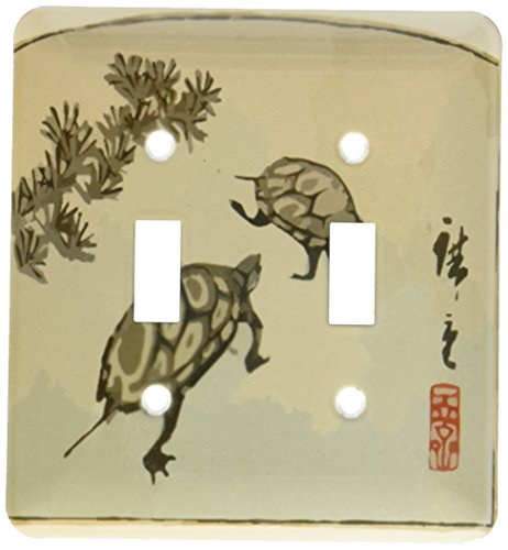 Interrupteur double tortues asiatiques 3dRose lsp_109434_2 pour remplacer une plaque blanche terne