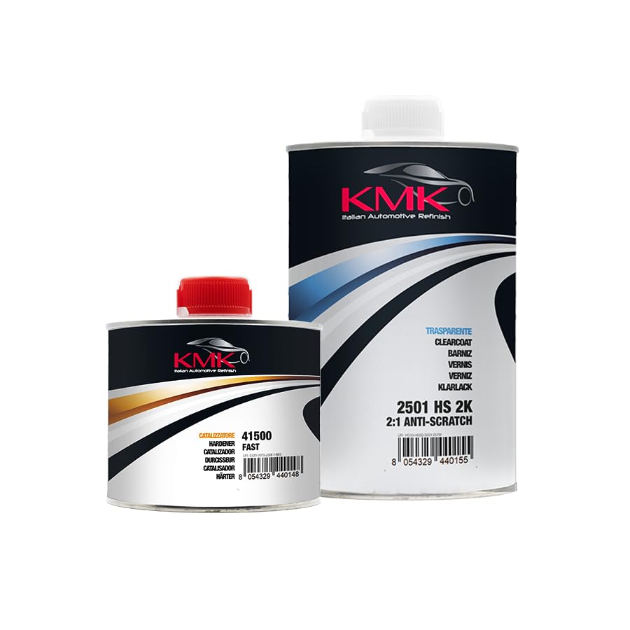 Trasparente HS 2K 2:1 ANTIGRAFFIO 2501 KMK e catalizzatore rapido (KIT da 1,5 L) - Professionale per carrozzeria