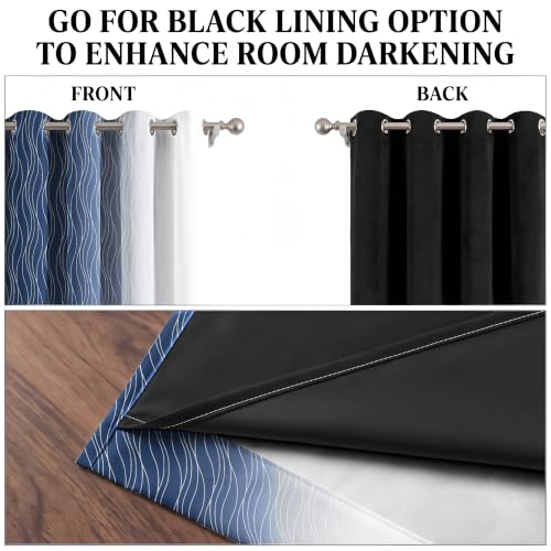 Image of Ultimate Trends Ombre Blackout Curtains for Bedroom Room Darkening Curtains for Living Room,Energy Saving,Thermal Insulated Grommet Window Drapes, Navi Blue and Greyish White, 6 FEET,2 Panels