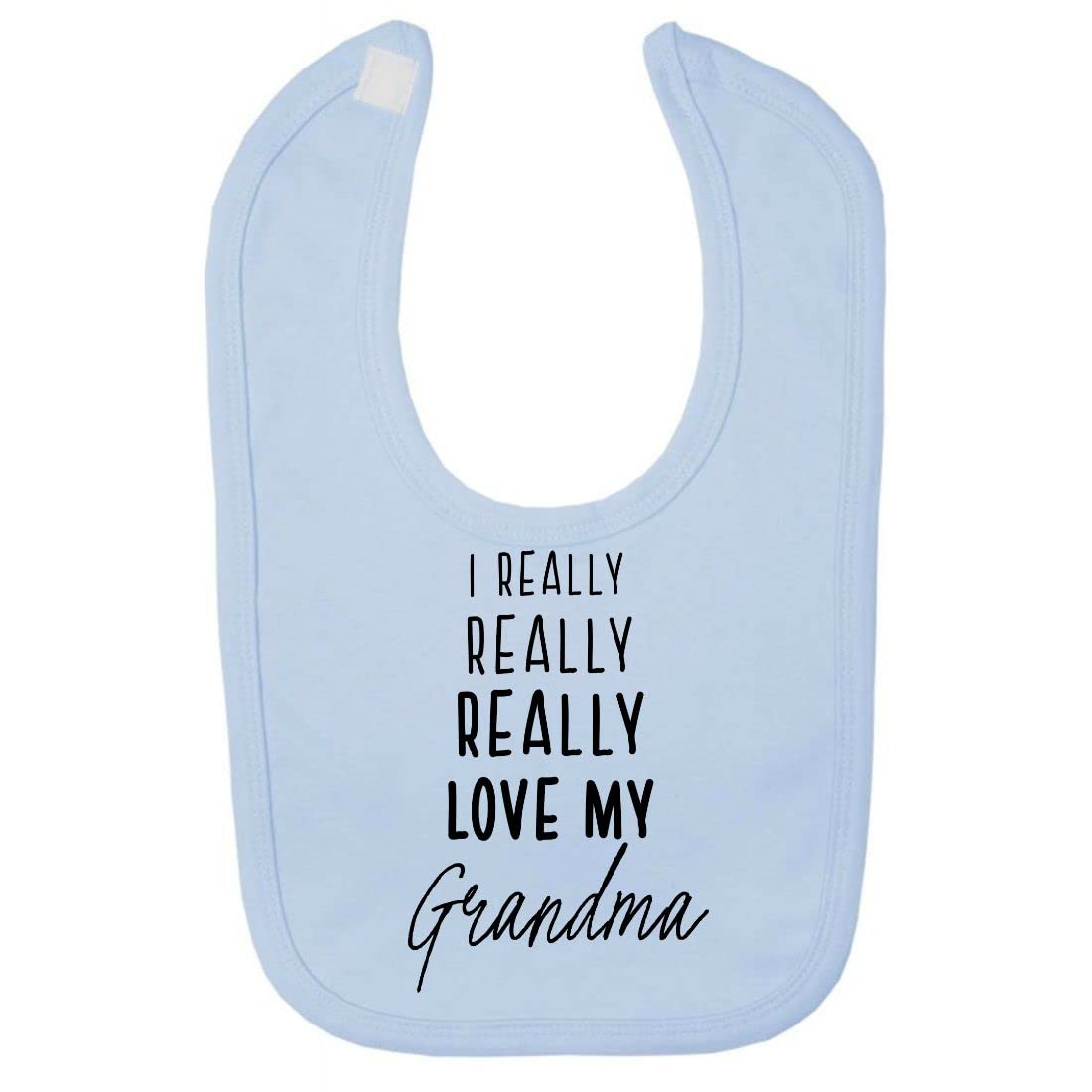 Miammo I really really really love my Grandma, family statement [BBY7] cotton baby bib - Pastel Blue