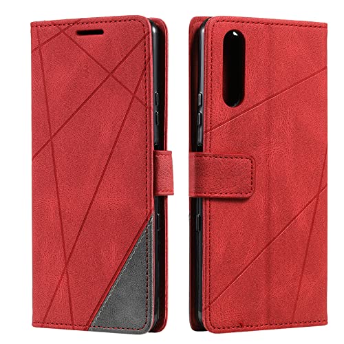 Vankii Funda para Sony Xperia 10 IV, Billetera Carcasa Protectora Libro Tapa Silicona Bumper PU Cuero Cartera Case Flip Cierre Magnético Leather Soporte Wallet Antigolpes Cover (Rojo) Cover
