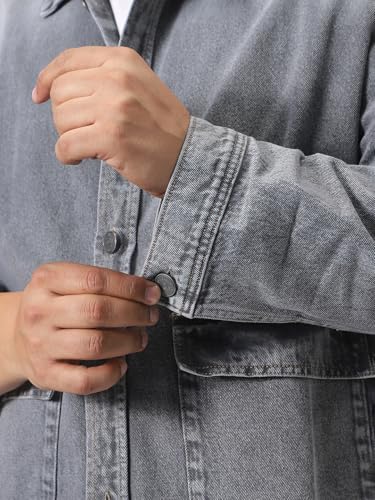 Image of Urbano Plus Men's Relaxed Fit Full Sleeve Utility Denim Jacket