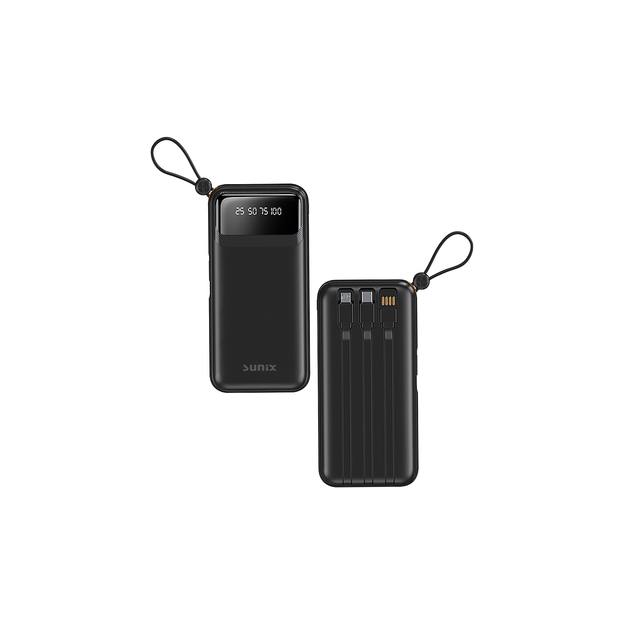 Sunix 10.000 Mah Dijital Göstergeli Kendinden Kablolu Powerbank Siyah PB-120