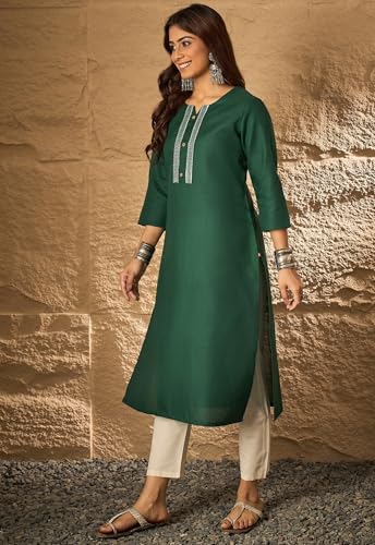 Image of Women's Silk Blend Solid Regular Kurta Set