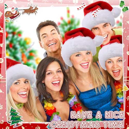 Image of Vicenpal 20 Pcs Santa Hats Bulk Plush Christmas Hats for Adults Women Men Holiday Party Costume(Red)