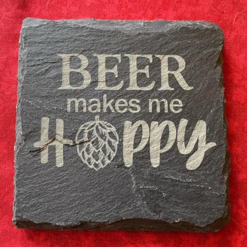 Laser engraved slate coasters, Beer coaster, Man cave gift