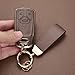 Axtrulix Key Fob Cover for Audi with Key Chain, Upper Leather + Soft TPU Key Cover Case Shell for Audi A4 Q7 Q5 TT A5 SQ5 R8 S5 (CREAM)