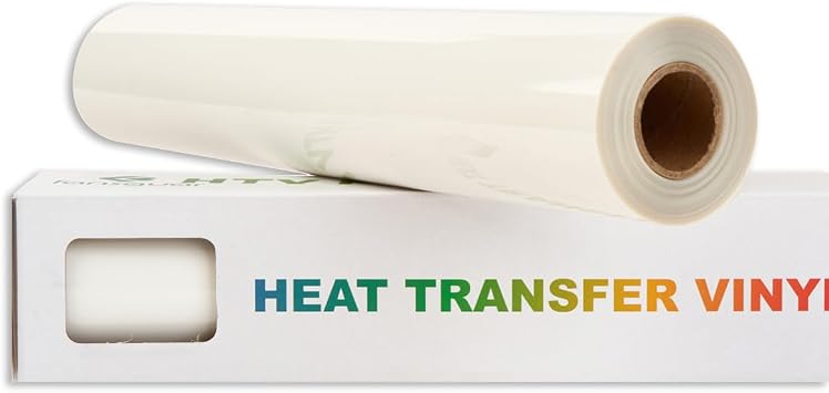 White HTV Roll -12"x25ft Iron on Heat Transfer Vinyl for DIY Shirts Gifts