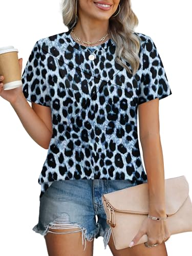 Image of XIEERDUO Womens Summer Tops 2026 Pleated Round Neck Short Sleeve Shirts Business Casual