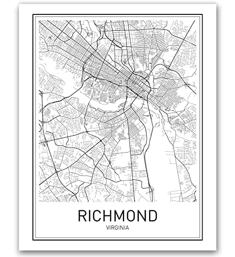 Amazon.com: Richmond Poster City Map Posters Richmond Map Virginia ...