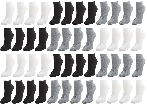 Gelante 48-Pack Women's Ankle Socks, Comfortable Lightweight Breathable Athletic Bulk Pack Wholesale