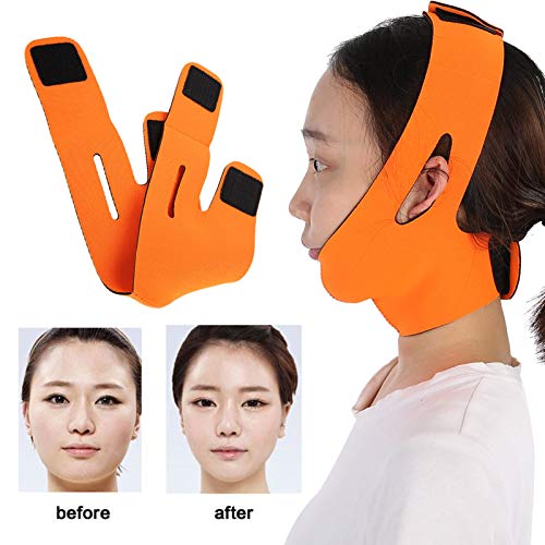 Face Slimming Bandage Belt Facelift Double Chin Skin Strap V Line Lifting Mask Double Chin Reducer Double Chin Reducer (Orange) #TOP3