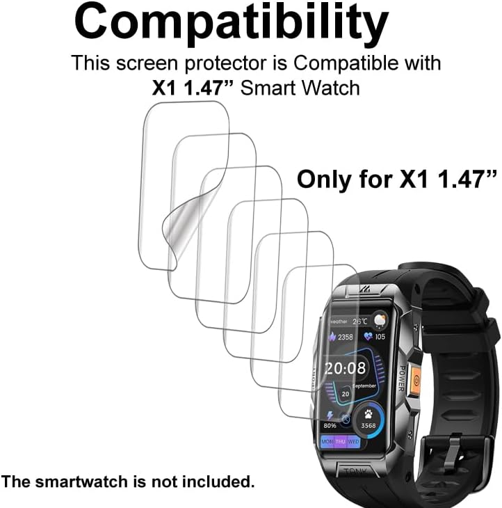 Miniatura 2 de Protector de pantalla compatible con KOSPET TANK X1, AMAZTIM X1 reloj inteligente resistente de 1.47 pulgadas, TPU suave, paquete de 6,