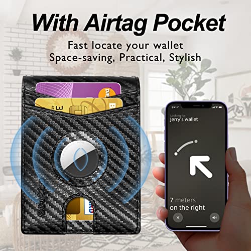Image of doeboe Airtag Wallet Men, Wallet for Men with Airtag Holder, Genuine Leather Credit Card Wallet, Bifold Slim Wallet for Air Tag GPS Tracker, RFID Minimalist Front Pocket Wallet [No Airtags]