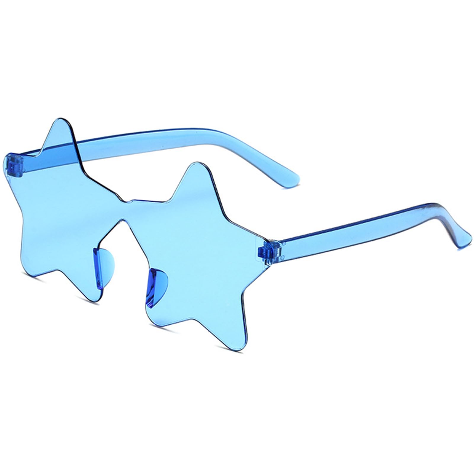 Maxtonser Women's Blue Star Shape Rimless Star Small Face Star Glasses Beach Sunglass Photo Glasses