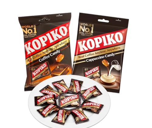 KOPIKO Kaffee-Bonbons 2er Set Cappuccino & Coffee Indonesischer Vulkan-Kaffee OG ASIA 2x 175g