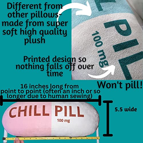 Funny Throw Pillow Chill Pill – The Over-the-Top Neck Pillow & Lumbar Support Pillow for Dorm Rooms, Classrooms & Calming Corners