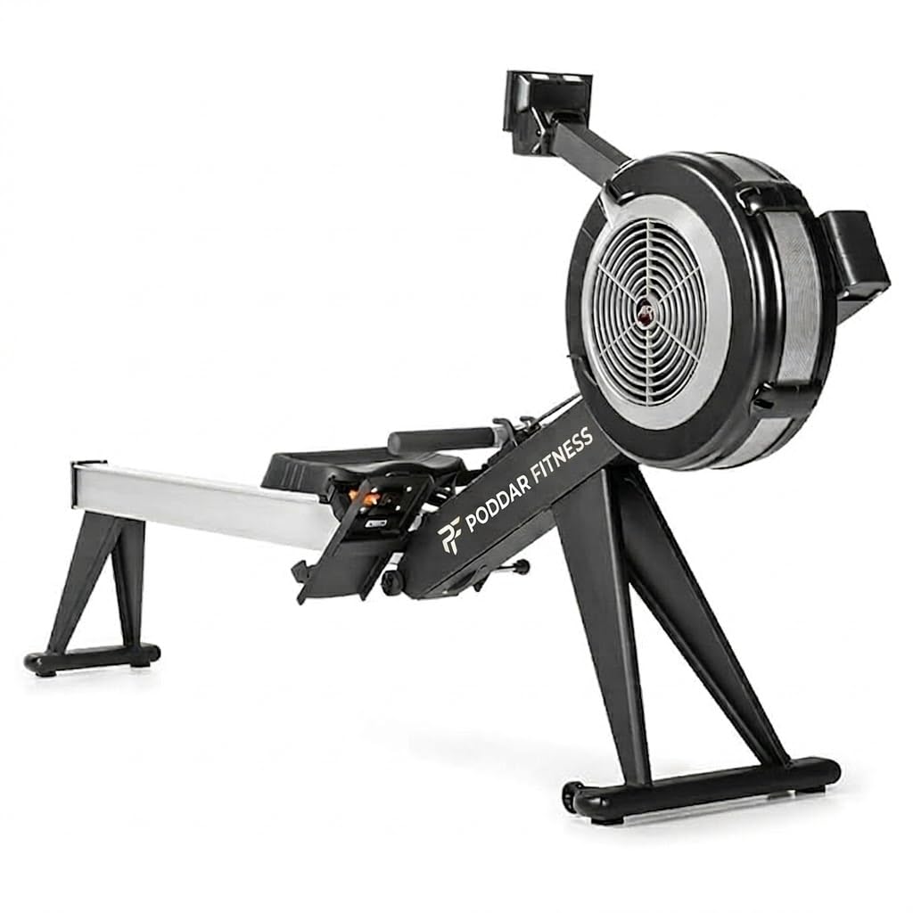 Rowing Machine, Air Resistance, Foldable, LCD Monitor, 150 kg Capacity, 244x61x32 cm, for Home Gym-image-22