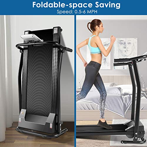 Mauccau Folding Electric Treadmill Exercise Machine with LCD Display Fitness Trainer Walking Running Machine for Home Gym (Black) - Thumbnail 6