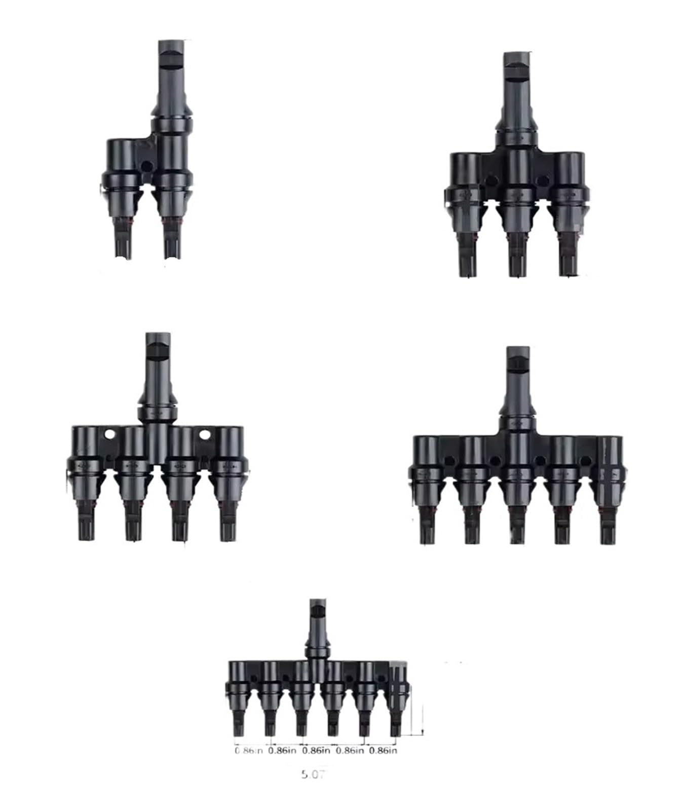 TY Branch Photovoltaik-Stecker 1000 V 30 A PV 2/3/4/5/6 auf 1 Zweig Photovoltaik-Stecker weiblich für PV MC-Kabel, 1 Paar (Y5)
