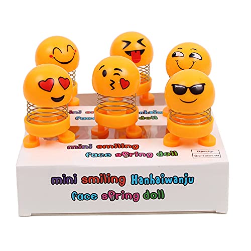 Spring Bobble Head Toys,Cute Smiley Face Shaking Head Dolls,Cute Car Decor Car Dancing Doll Head Suit for Car Dashboard/Desk/Home/ Table Decor/Kids Toys