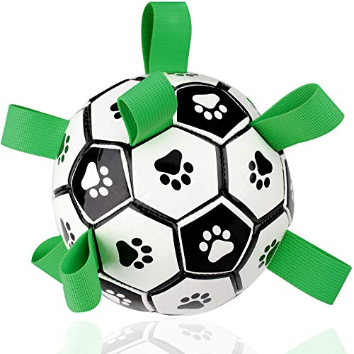 Dog Soccer Ball with Grab Tabs, Upgraded Interactive Dog Toys, Tug of War Dog Toy, Rubber Ball, Dog Water Toy, Herding Ball for Dogs, Funny Dog Toys for Small & Medium Dogs (Medium-Green 01) Dog Soccer Ball with Grab Tabs, Upgraded Interactive Dog Toys, Tug of War Dog Toy, Rubber Ball, Dog Water Toy, Herding Ball for Dogs, Funny Dog Toys for Small & Medium Dogs (Medium-Green 01)