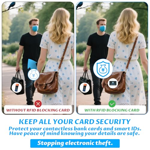 Bewudy 4 Pack RFID Blocking Card, Anti-Theft Blocker Contactless Debit Credit Card Passport Protector Slim Electronic Blocker RFID Blocking Cards for Wallets for Men & Women4
