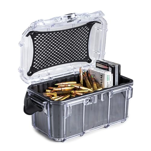 Evergreen Micro Ammo Case w/Handle for Storing 9mm .223 5.56 Bullets - Travel Safe/Mil Spec/Waterproof/USA Made - for 300 308 .300 .243 Winchester, 223 .25-06 Remington H&H