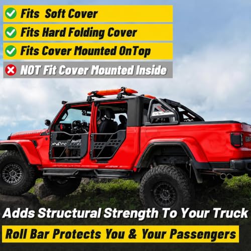 Image of MONOKING Roll Bar for Full Size Truck with Brake Light, Adjustable Chase Rack Sports Bar for 2007-2026 F150 F250 F350 Raptor Lightning Silverado /GMC Sierra /Ram 1500 2500 3500 Tundra Titan Pickup