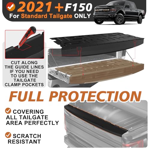 Image of TripleAliners Truck Mat Compatible with 2021-2026 Ford F150 Accessories, Tailgate Mat Custom Fit All Weather Protection Pickup Liner, Not Fit Work Surface or Pro Access Tailgate