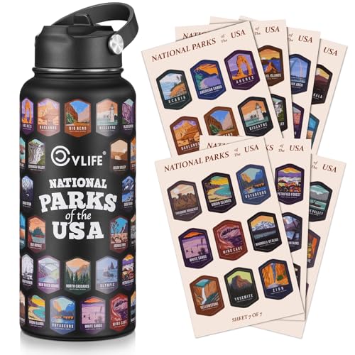 CVLIFE National Park Water Bottle with 63 Waterproof Park Sticker...