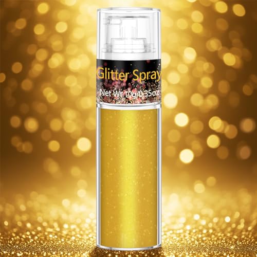 Champagne Gold Body Glitter Spray 10g, Holographic Shimmer Mist for...