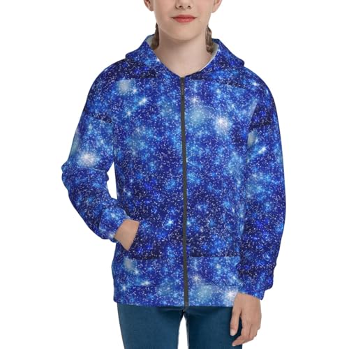 Blurred Star Snow Christmas Kids Pullover Hoodies Boys Zip Up Sweatshirts Girls Athletic Clothes with Pocket3