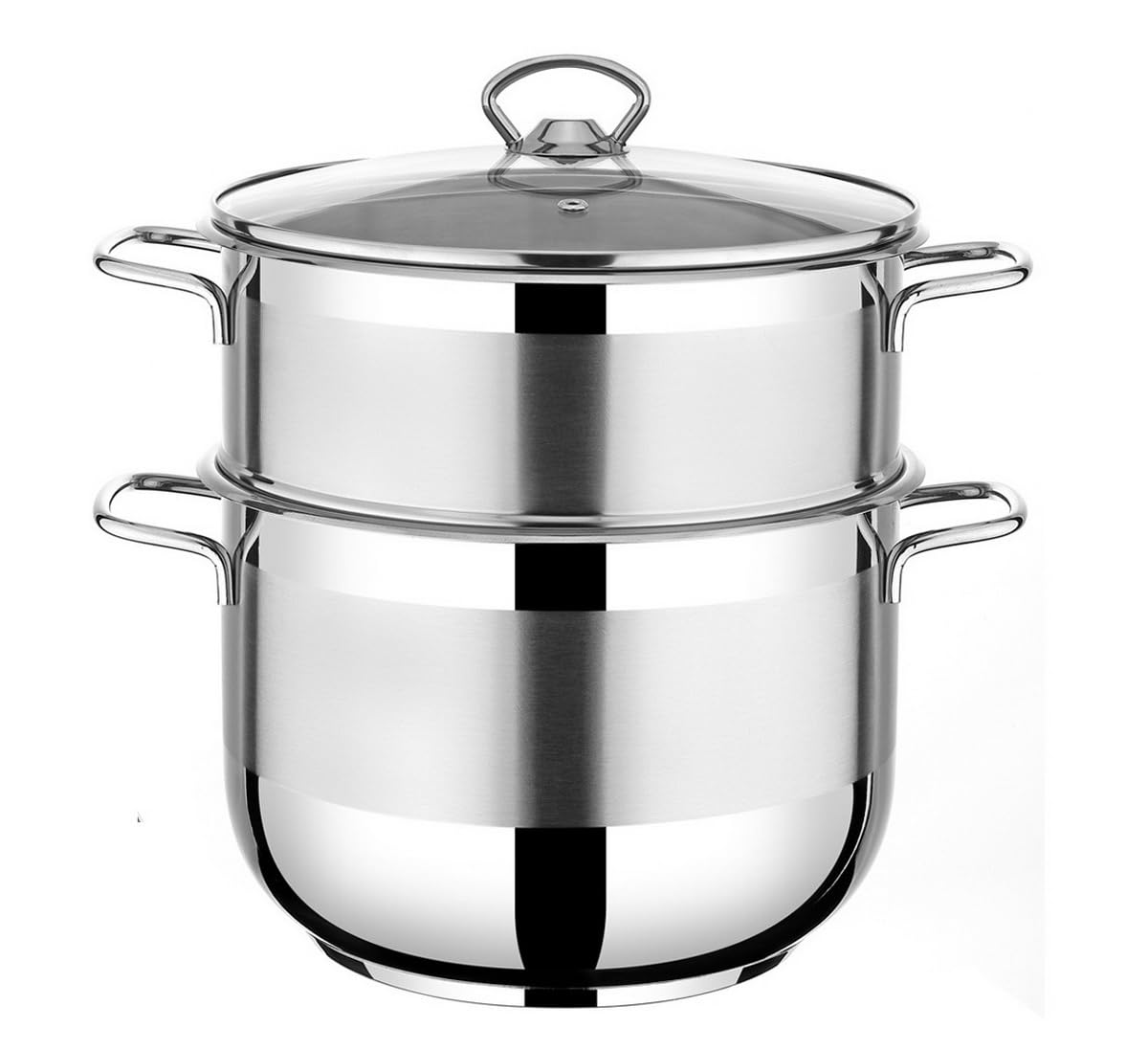COUSCOUSSIER TOUS FEUX AVEC COUVERCLE EN VERRE 12LTR, Argenté