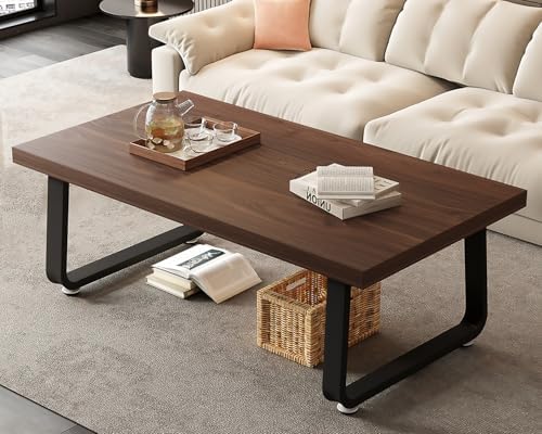 HSH Rustic Walnut Coffee Table, Modern Center Table, Rectangle In...