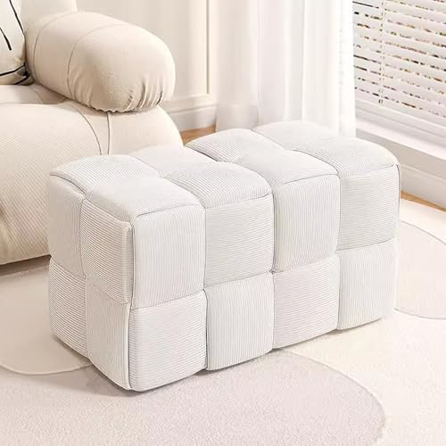 Repose-Pieds Cube Ottoman en velours côtelé vert - Pouf carré rembourré de 14x14 pouces