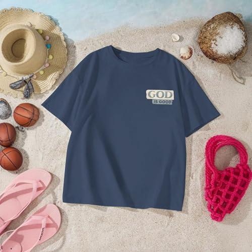 Image of KEEVICI Boys God is Good Shirt Christian Faith Shirts for Kids Jesus Beach Palm Tree Hawaiian Tshirt Graphic Tees Cotton Tops