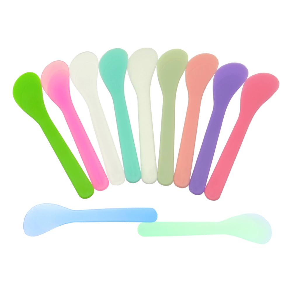Wopanxye 50pcs 100pcs Cosmetic Spatula for Face Mask Cream Stick Plastic Frosted Tip Spoon Reusable Makeup Tool for Easy Mixing, Sampling, Waxing DIY Facial Mask Stick (60pcs Multi-color (11 colors))