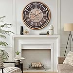 CLXEAST 24 Inch Wall Clock with Moving Gears,Oversized Large Industrial Steampunk Decor, Antique Gold Metal Roman Numeral Wall Clocks for Farmhouse Living Room Decor - Image 4