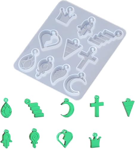 Miniatura 2 de Moldes de resina para aretes, moldes de fundición de joyería de silicona, hoja, estrella, luna, notas, moldes para colgantes, llaveros y collares