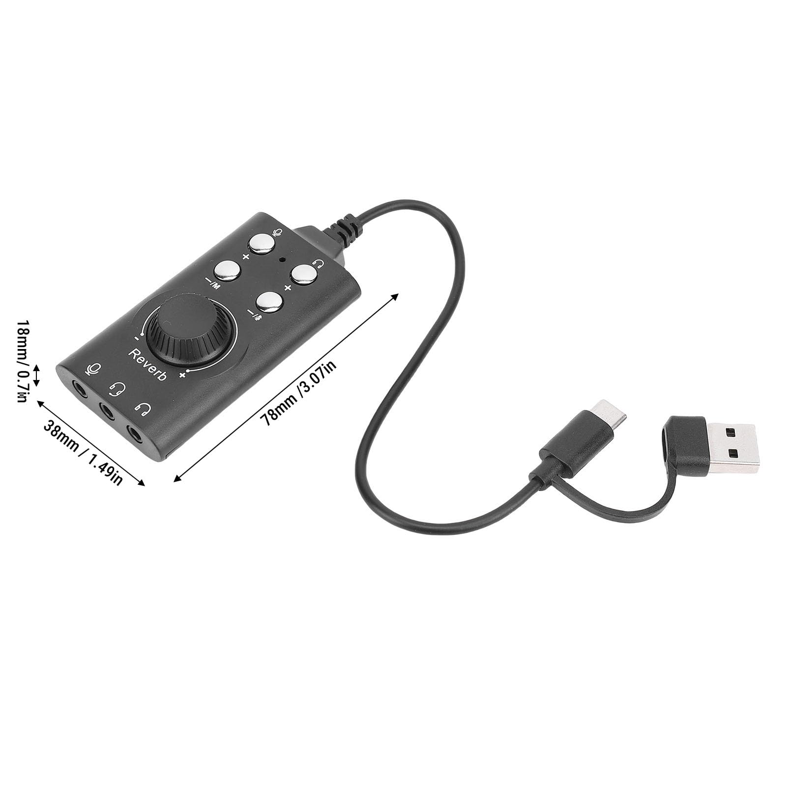 PUSOKEI Adaptateur de Prise Audio USB/USB C à 3,5 Mm, Carte Son Stéréo Externe avec Contrôle de Volume, Son Surround Virtuel 7.1, Bluetooth 5.0, Bouche et Jeu