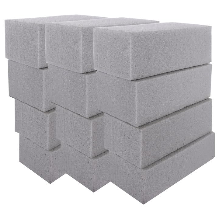 12 Pcs Floral Foam Blocks - 22.5x11x7cm Silk Flower Arranging Brick for Artificial Arrangements, Grey for Wedding, Party, Outdoor Display-image-36