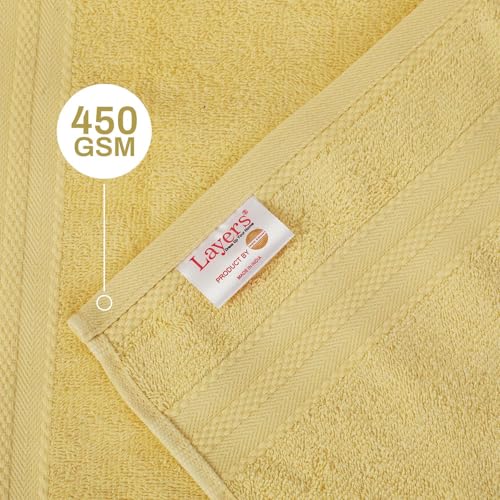 Image of Layers 100% Cotton Face Towels | 450 GSM Soft & Highly Absorbent | Aqua Plush Collection | Pack of 12 Super Soft Towels for Men & Women | 30 x 30 cm - Yellow